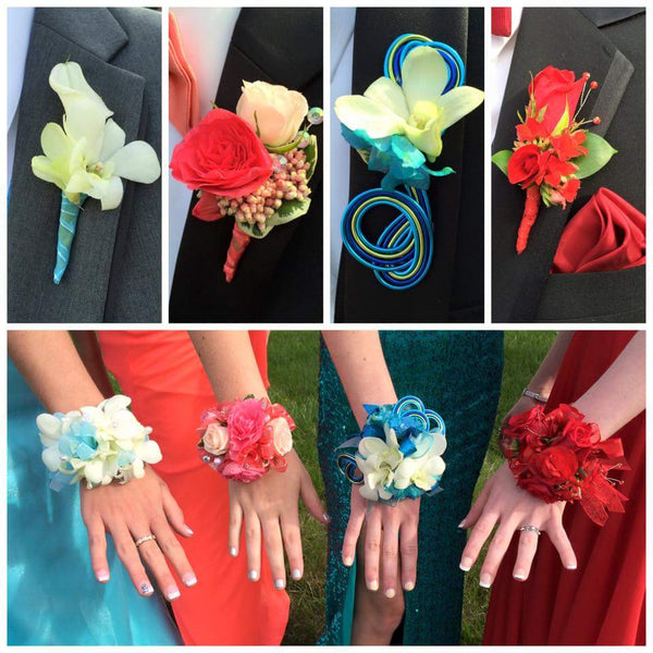 Gluing flowers into prom wristlets is fast and easy