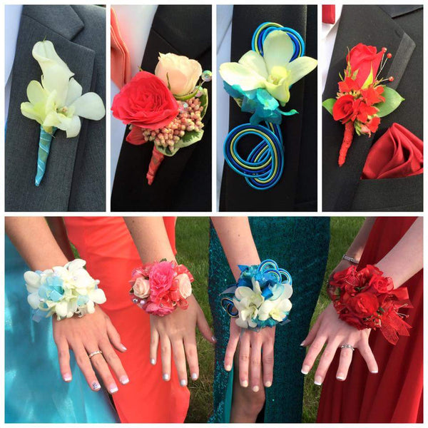 Gluing flowers into prom wristlets is fast and easy