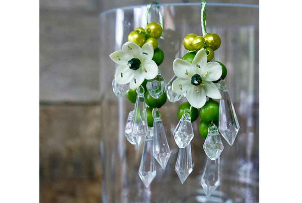 Try Garrett's great prom flowers idea: floral chandelier earrings